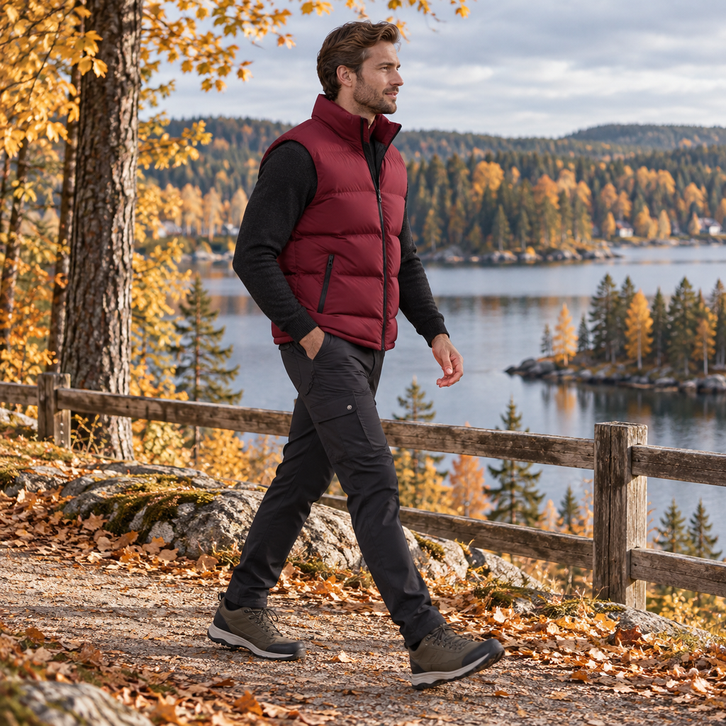 Heren gewatteerde bodywarmer — lichtgewicht en warme bodywarmer met ritssluiting
