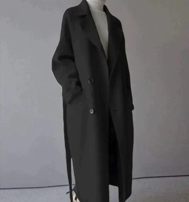 Dames lange jas — elegante klassieke winterjas van acryl