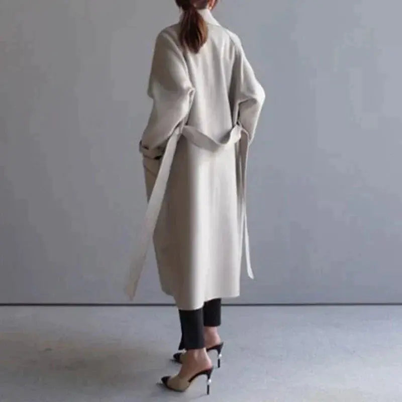 Dames lange jas — elegante klassieke winterjas van acryl