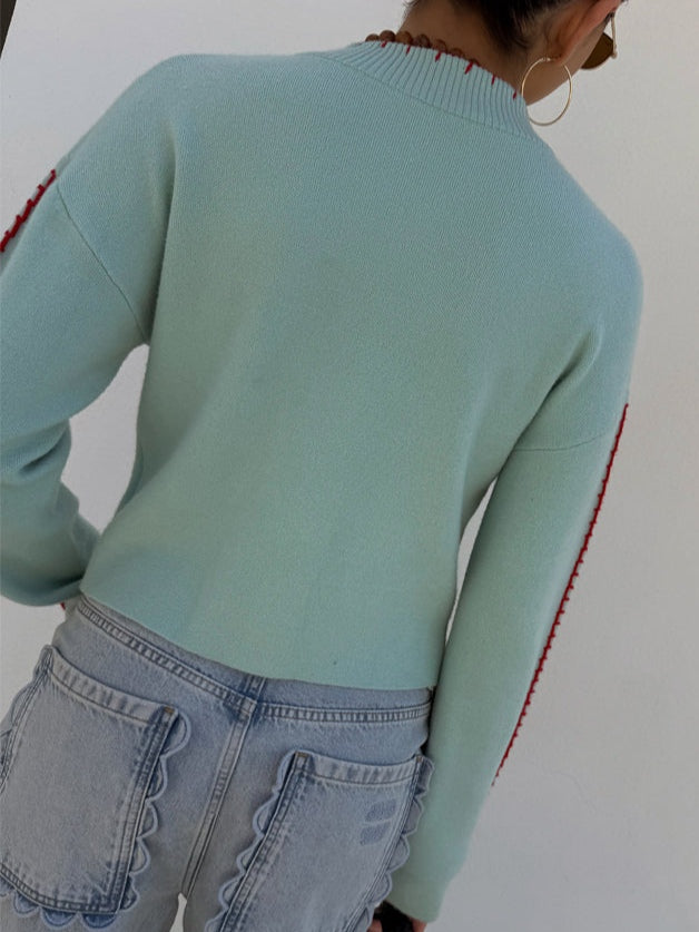 Dames gebreid vest — met knopen, octopusmotief en ronde hals