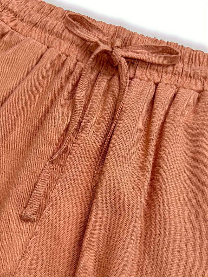Damesbroeken met trekkoord — casual dagelijkse broek met zakken van een katoenmix