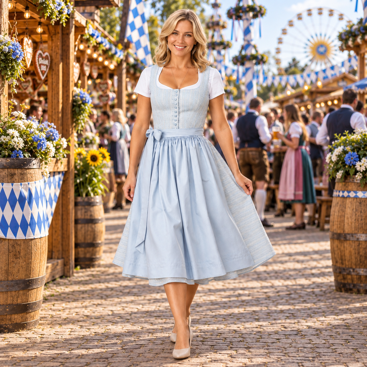 Dirndl dames met strik — klassieke Oktoberfestjurk
