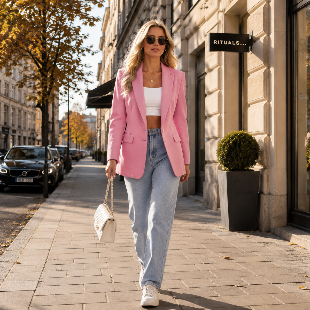 Damesblazer, klassiek — elegante linnen-katoenen blazer voor kantoor en feestelijke gelegenheden