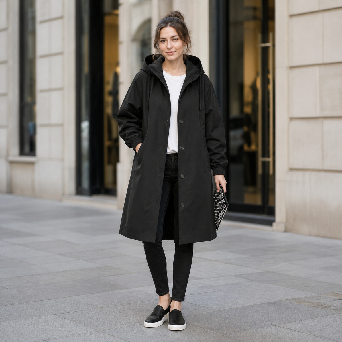 Dames regenjas — waterdicht en ademend met oversized capuchon