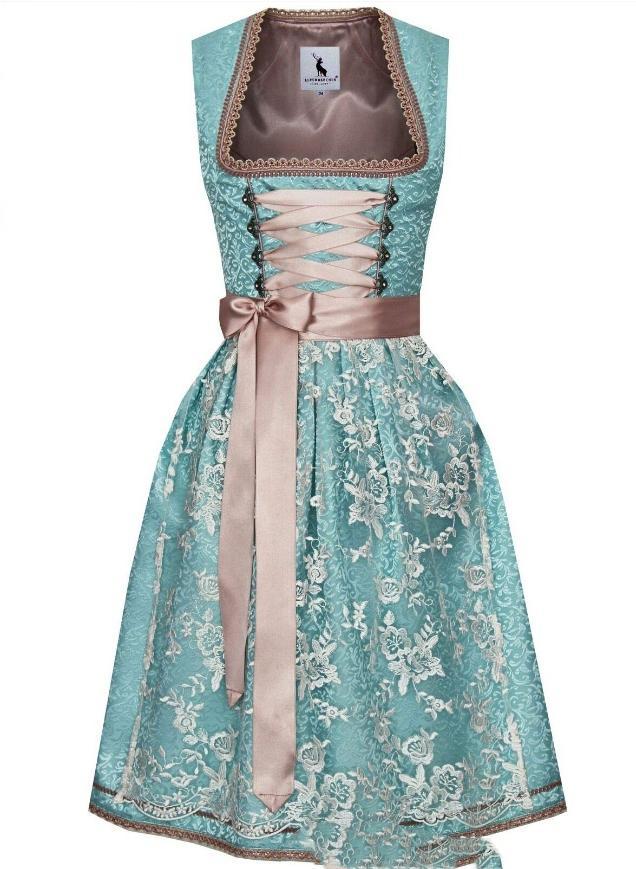 Dirndl dames met kanten lijfje — traditionele jurk met vetersluiting