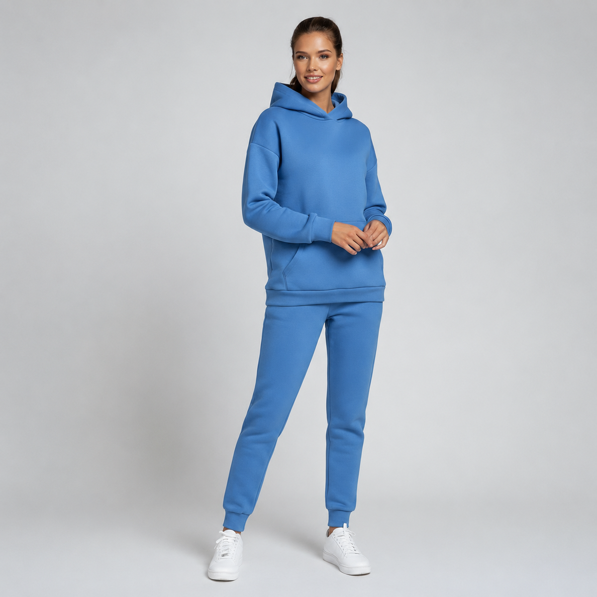 Dames joggingpak, tweedelig — hoodie en joggers van katoenmix