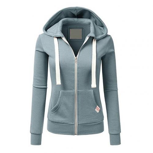 Dameshoodie, slim fit — met rits en trekkoord, van een katoenmix