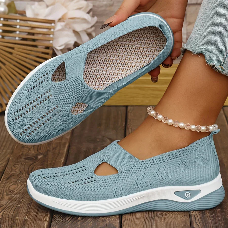 Dames slip-on schoenen, orthopedisch — van textiel met een gedempte binnenzool