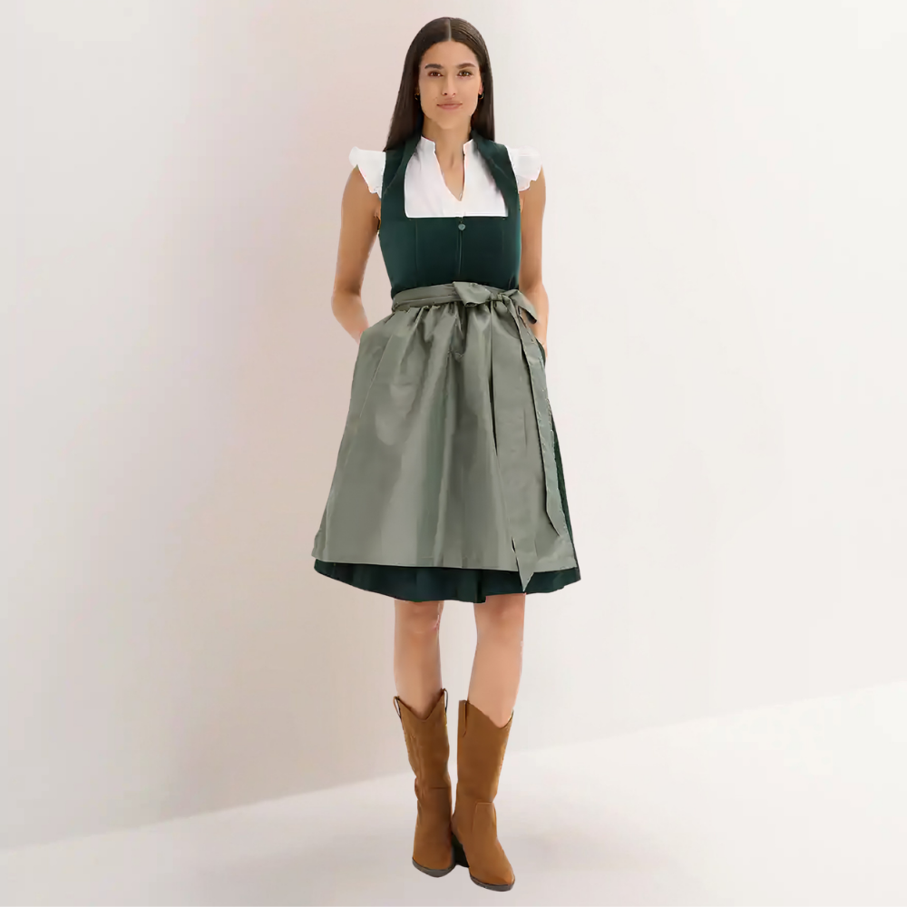 Dirndl dames met fluwelen lijfje — Oktoberfestjurk met satijnen schort