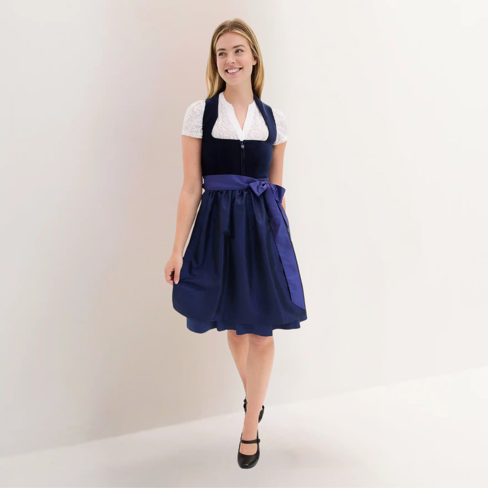 Dirndl dames met fluwelen lijfje — Oktoberfestjurk met satijnen schort