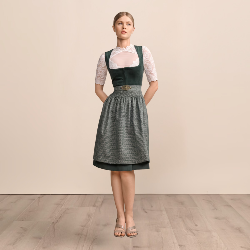 Donkergroene dirndl voor dames — Oktoberfestjurk (60 cm)