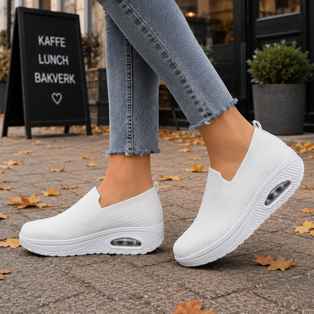 Dames slip-on schoenen, orthopedisch — van textiel met een gedempte zool
