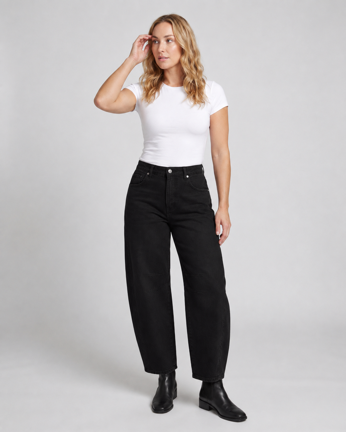 Damesjeans, barrel — mid-rise, uitlopend met moderne silhouet