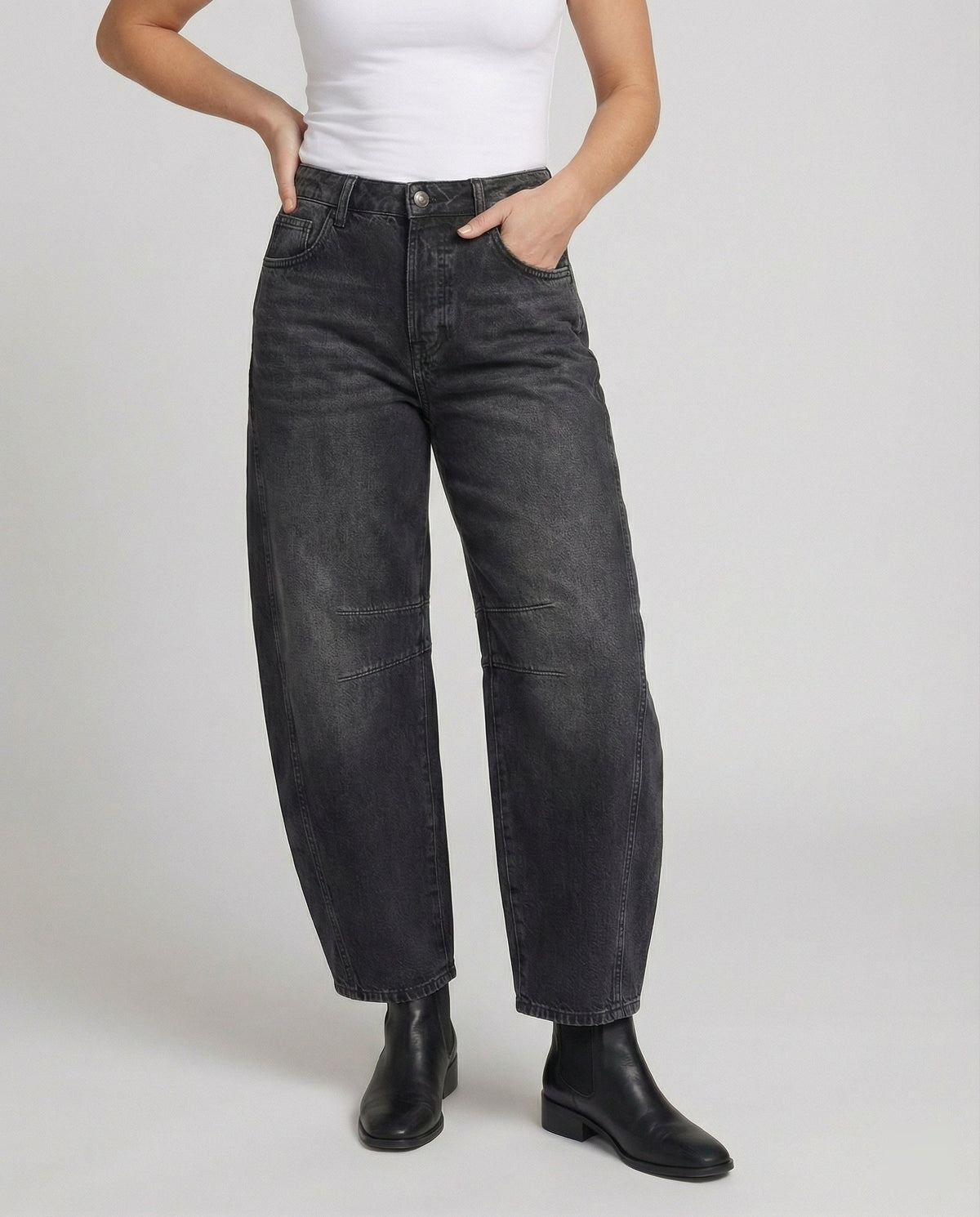 Damesjeans, barrel — mid-rise, uitlopend met moderne silhouet