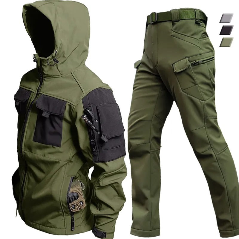 Heren outdoor set van softshell — wind- en waterdichte jas en broek