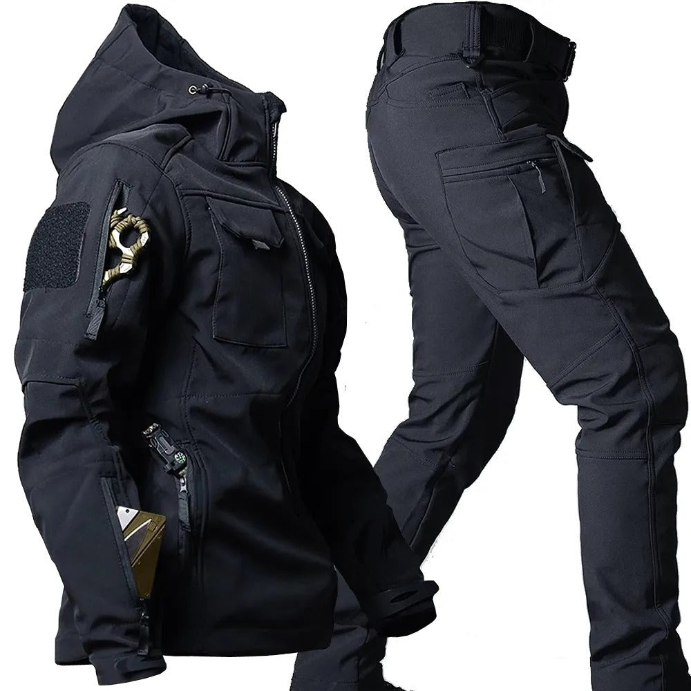 Heren outdoor set van softshell — wind- en waterdichte jas en broek
