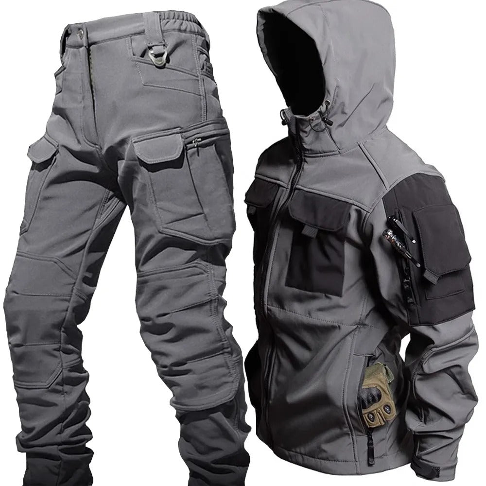 Heren outdoor set van softshell — wind- en waterdichte jas en broek