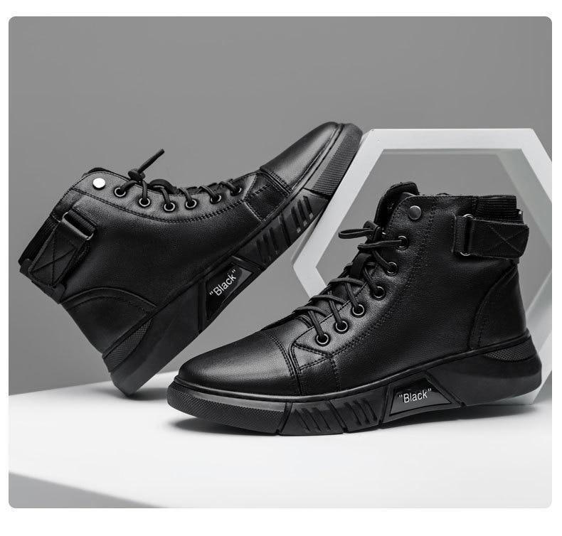 Herenboots van imitatieleer — robuuste zwarte boots voor dagelijks gebruik