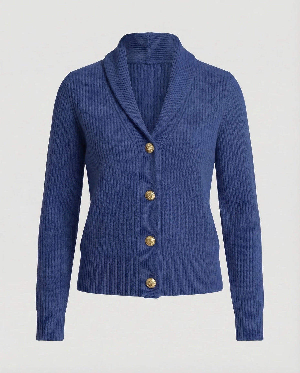 Dames gebreid vest — met reverskraag en knoopsluiting van acryl, lange mouwen