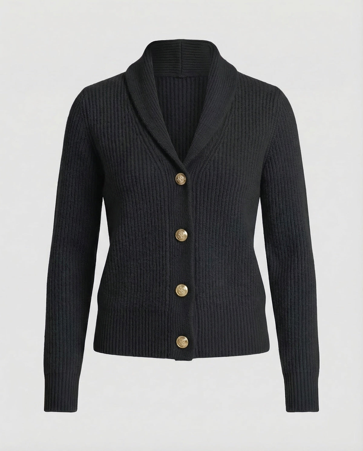 Dames gebreid vest — met reverskraag en knoopsluiting van acryl, lange mouwen