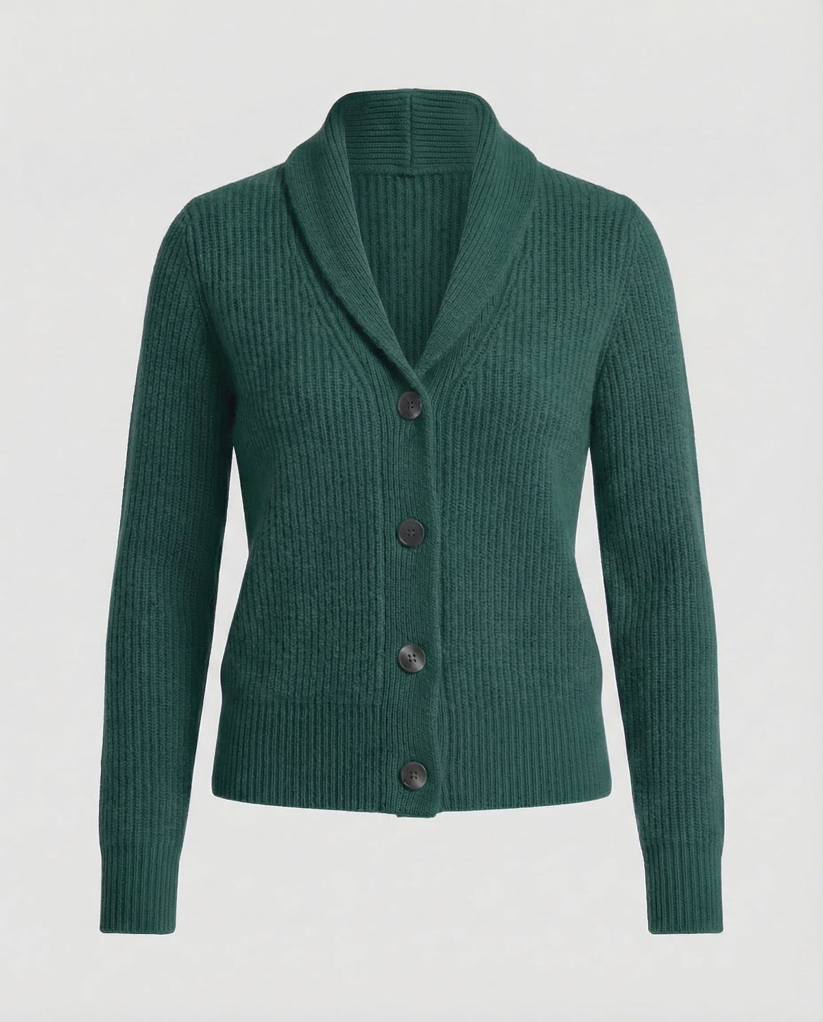Dames gebreid vest — met reverskraag en knoopsluiting van acryl, lange mouwen