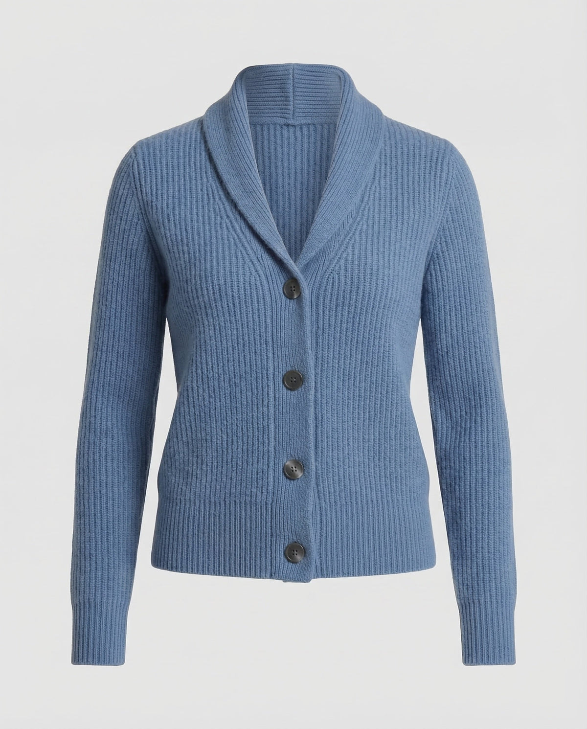 Dames gebreid vest — met reverskraag en knoopsluiting van acryl, lange mouwen