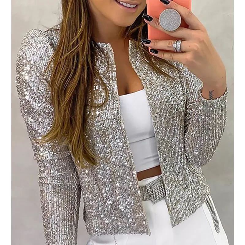 Damesblazer, stijlvol — elegante blazer in metallic tint