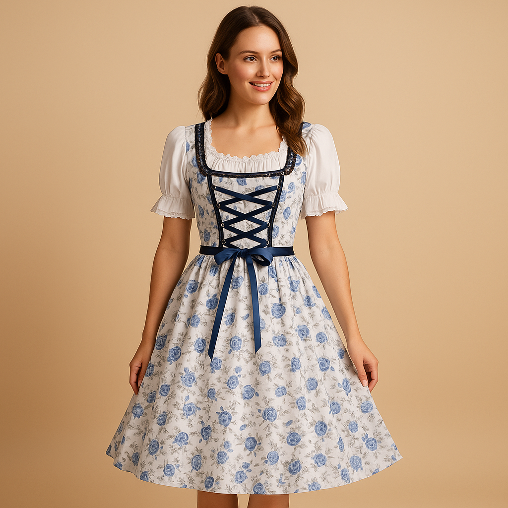 Dirndl dames met kanten details — traditionele Oktoberfestjurk