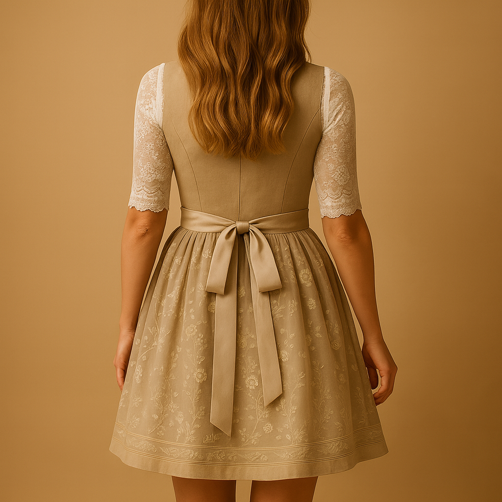 Traditionele damesklederdracht — klassieke jurk in khaki
