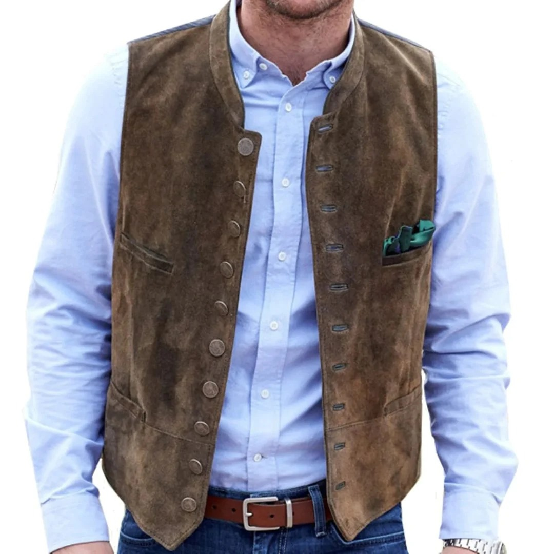 Heren klederdrachtvest met fluwelen look — traditioneel feestvest