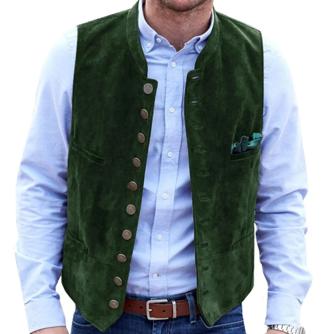 Heren klederdrachtvest met fluwelen look — traditioneel feestvest