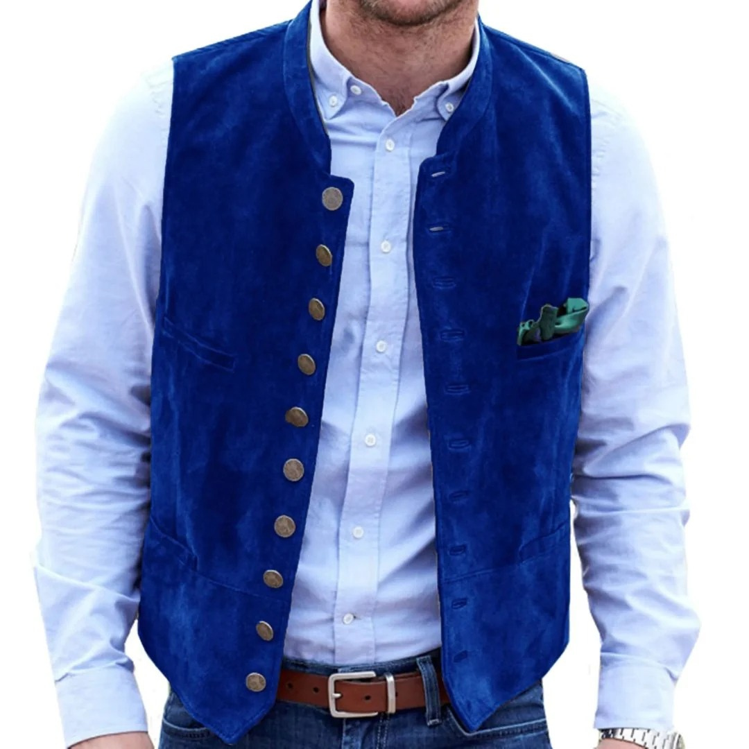 Heren klederdrachtvest met fluwelen look — traditioneel feestvest