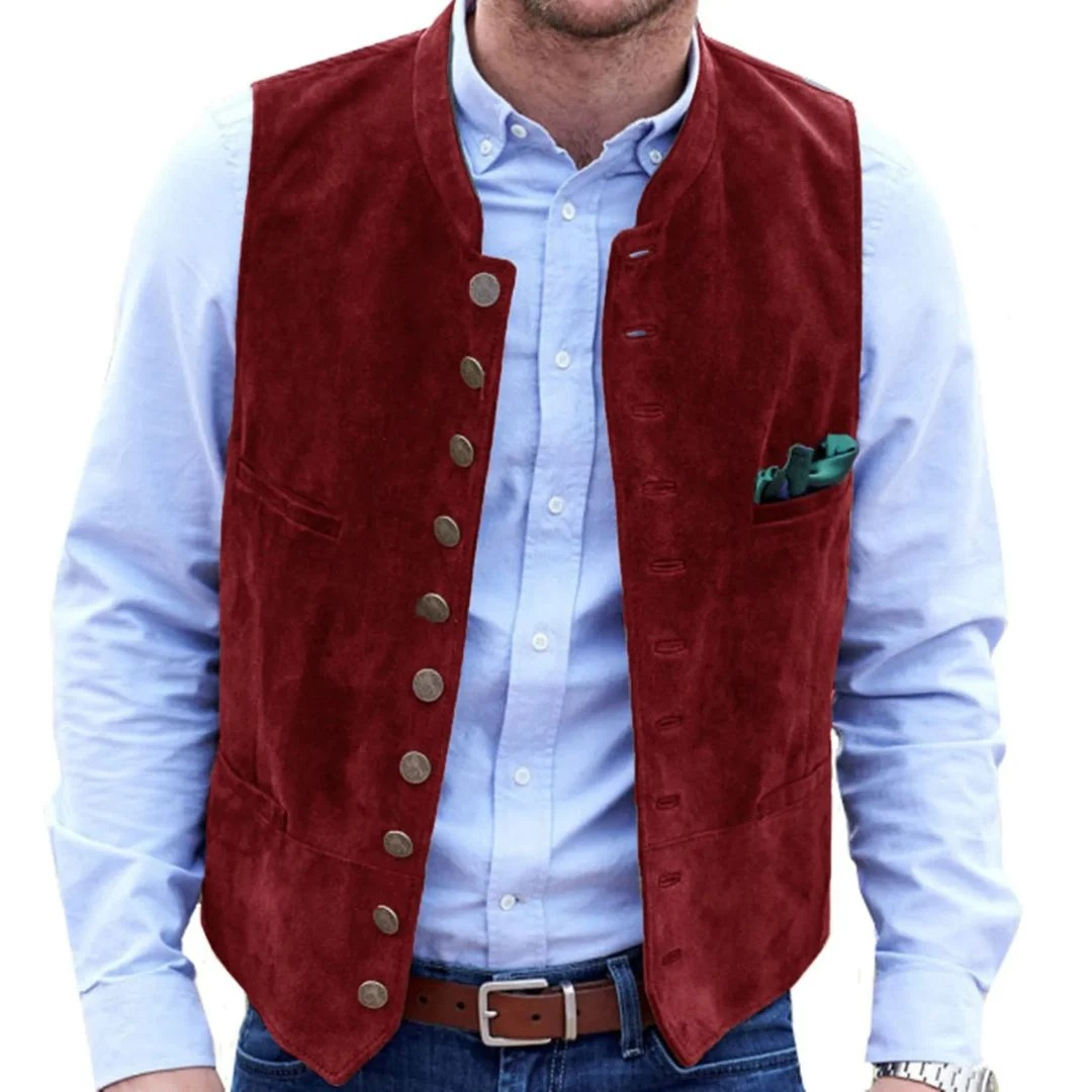 Heren klederdrachtvest met fluwelen look — traditioneel feestvest
