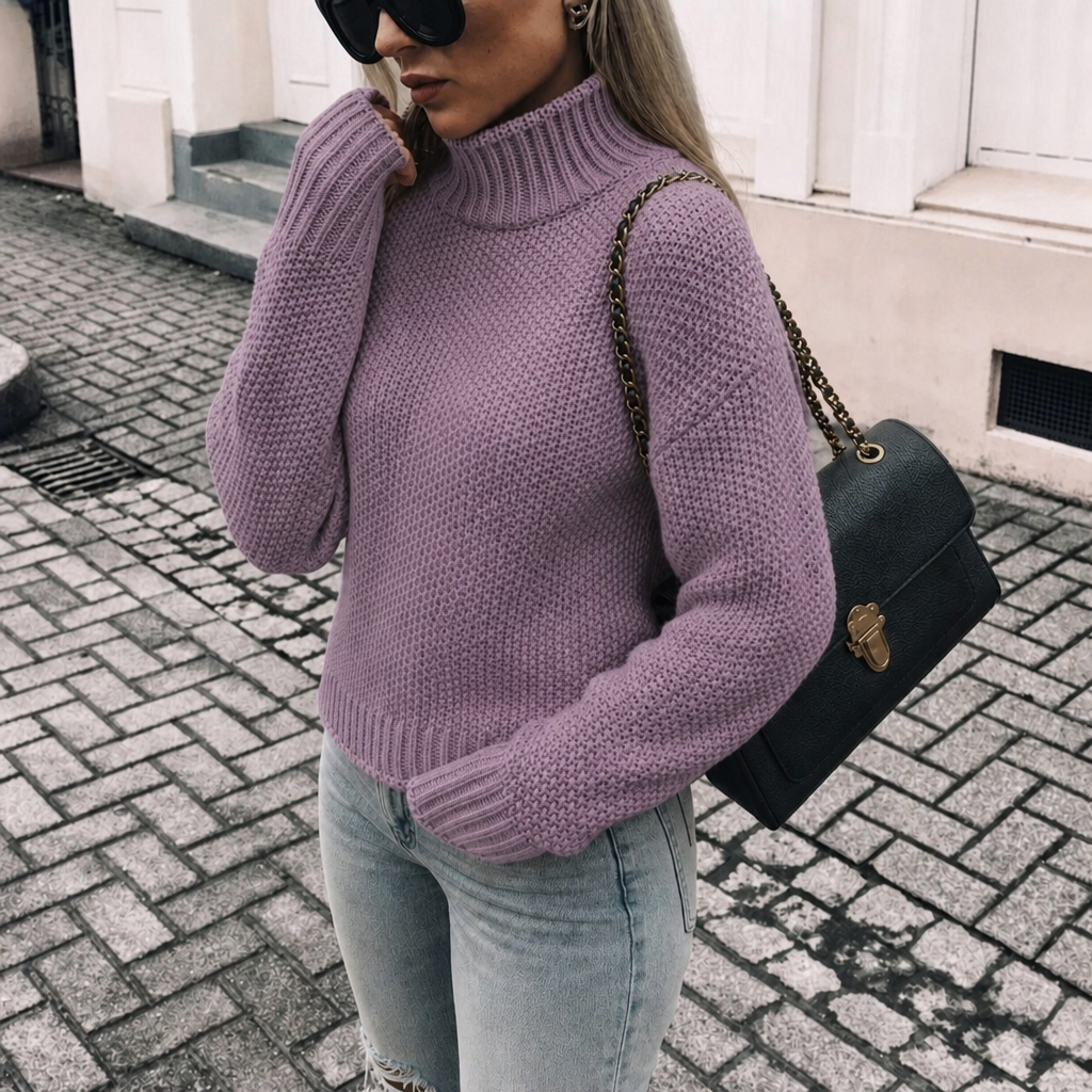 Dames coltrui, oversized — grofgebreide coltrui van acryl voor herfst en winter
